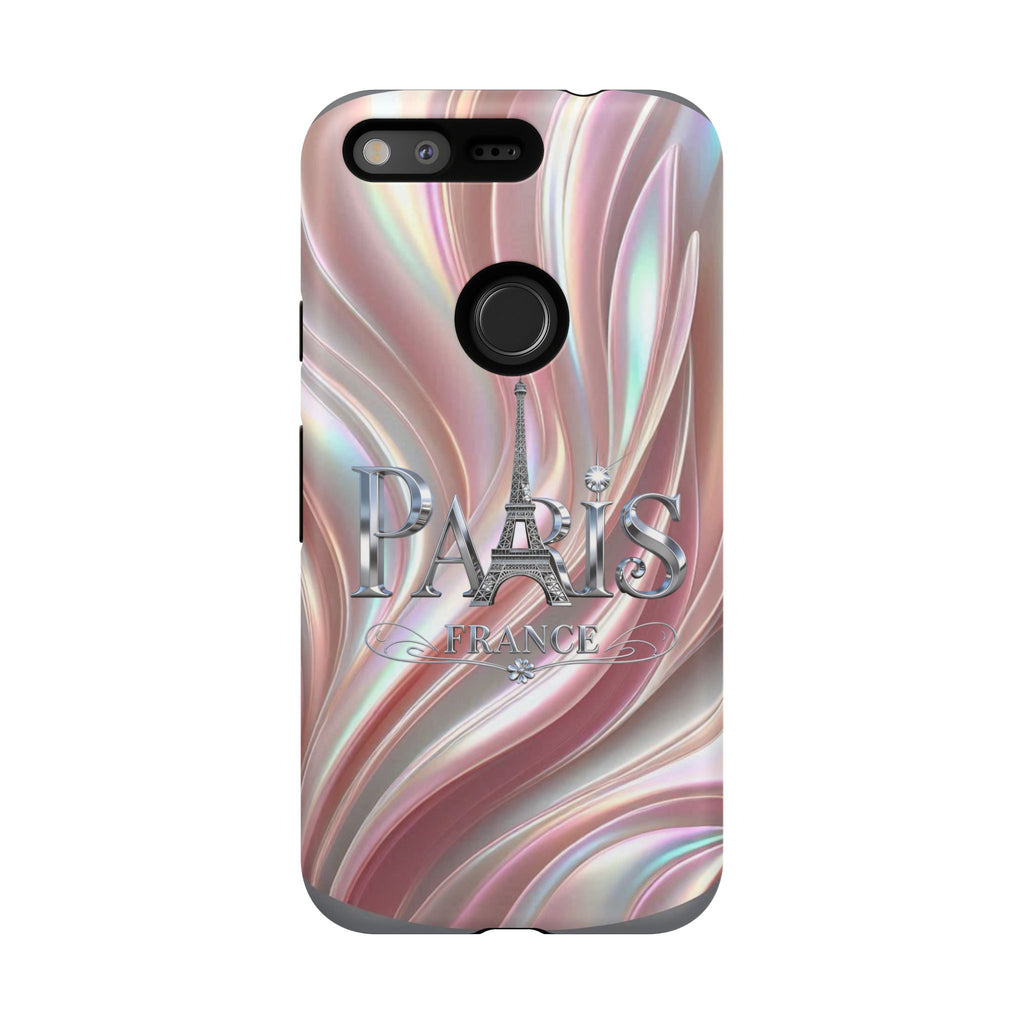 Paris Eiffel Phone Case — Iridescent Swirl Tough Case Printify