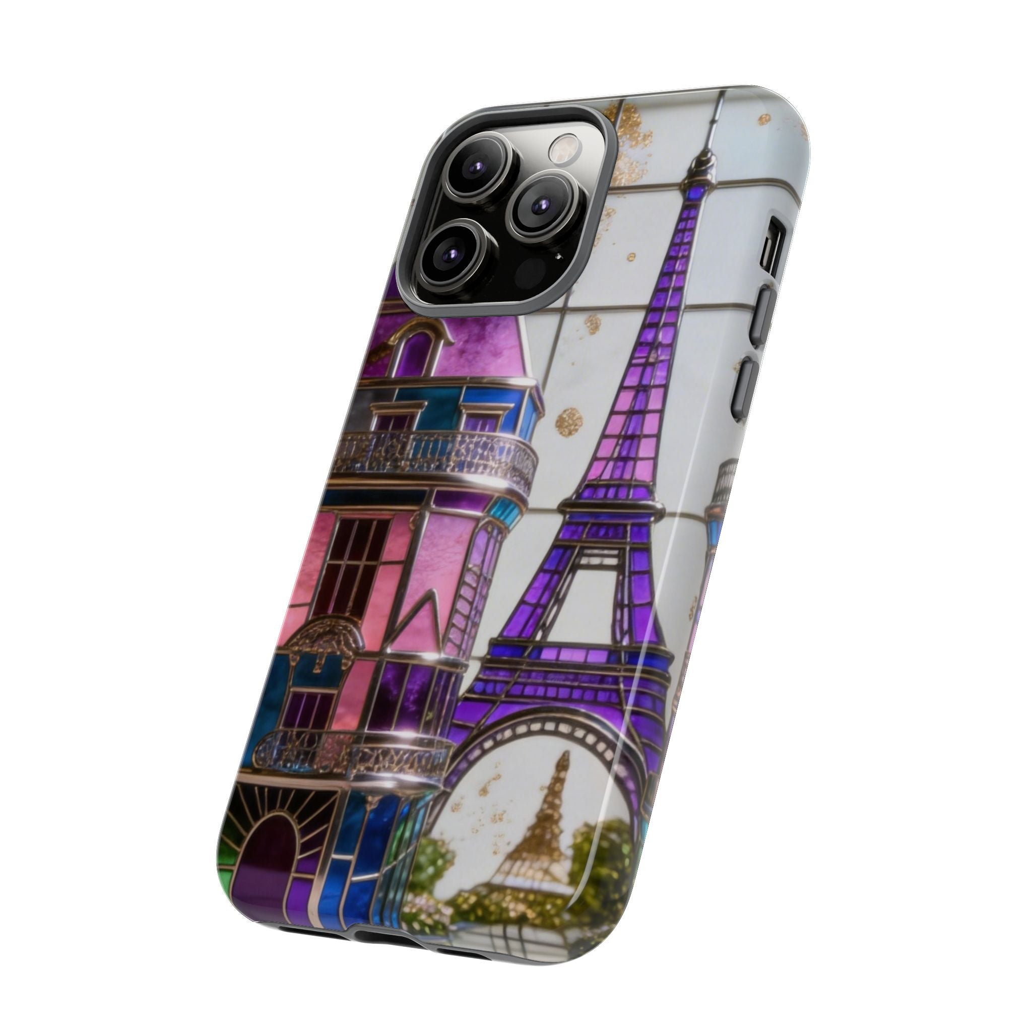 Parisian Eiffel Tower Tough Phone Case — Purple Vintage Cityscape Printify