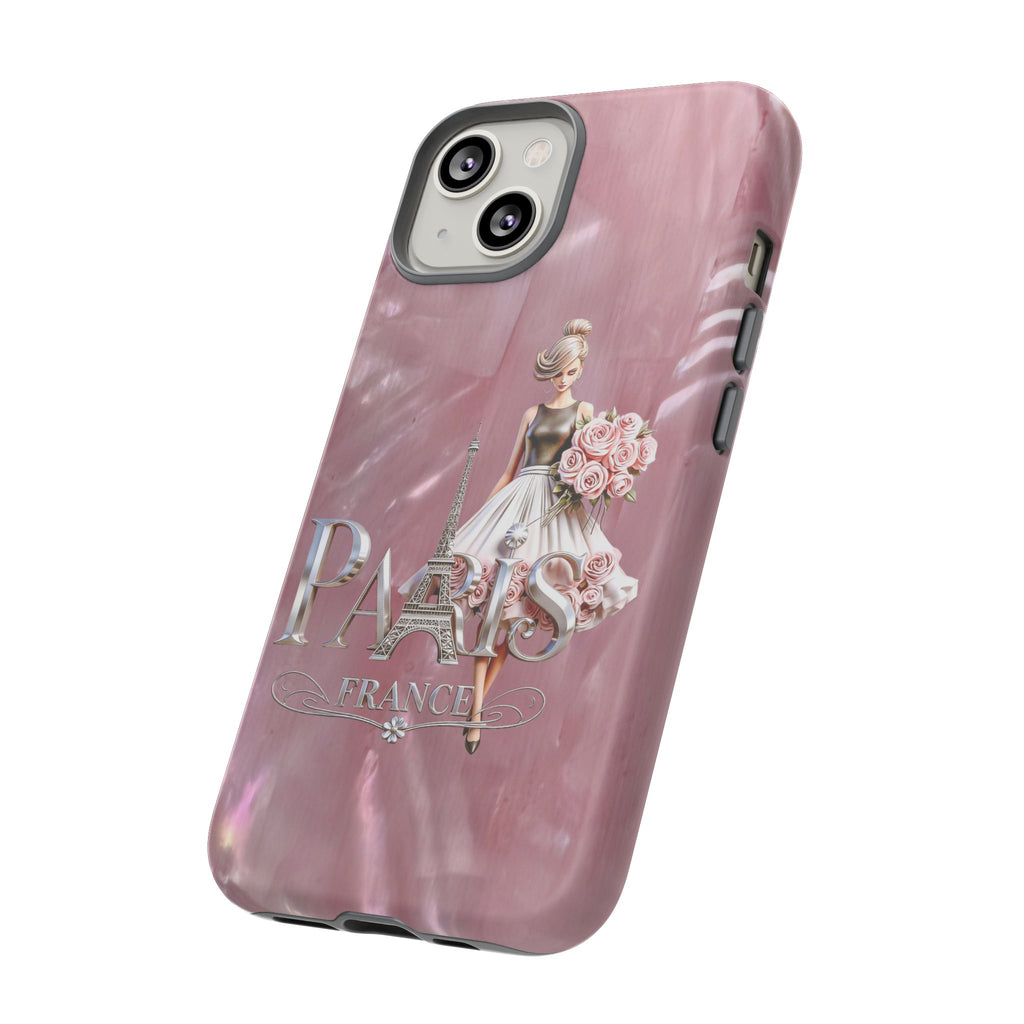 Paris Floral Phone Case - Pink Eiffel Tower Fashion Girl Tough Case Printify