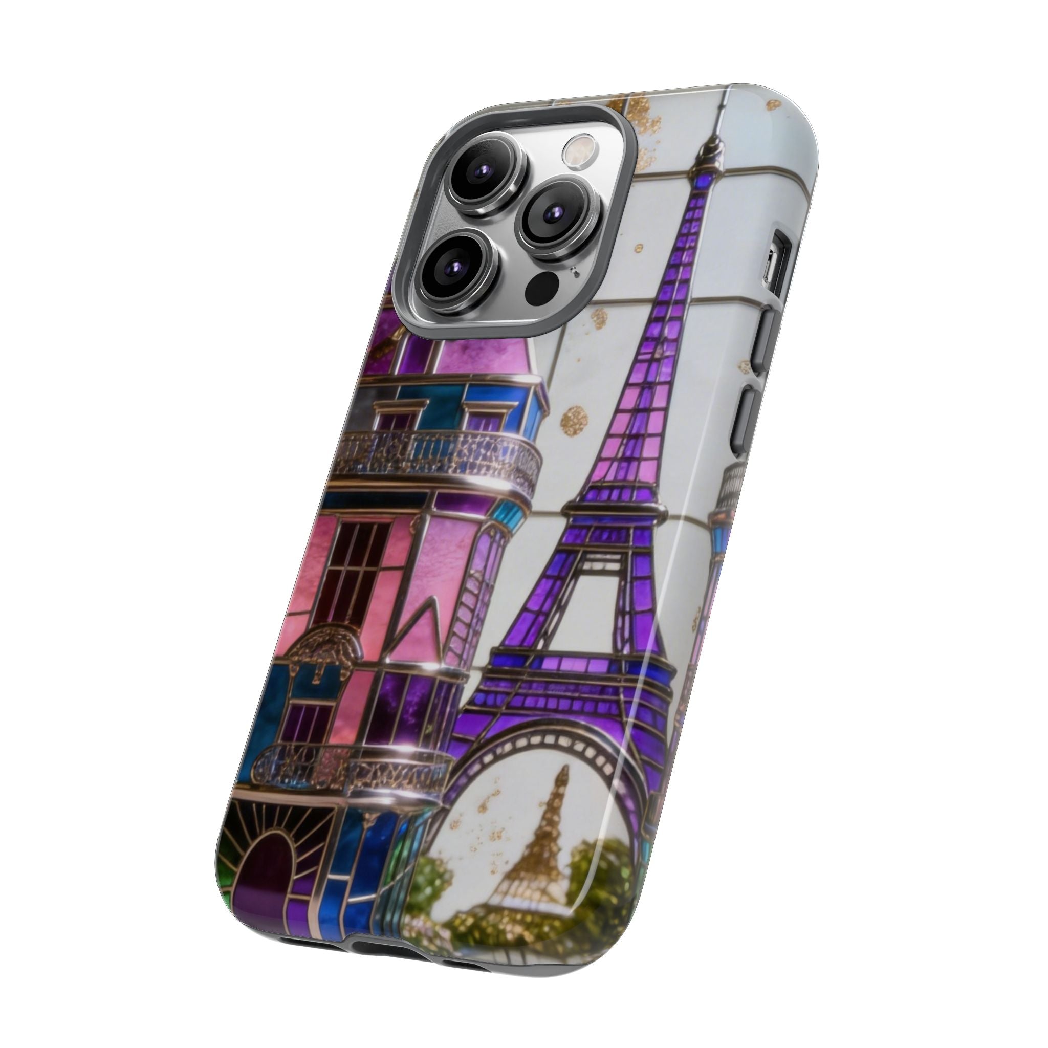 Parisian Eiffel Tower Tough Phone Case — Purple Vintage Cityscape Printify