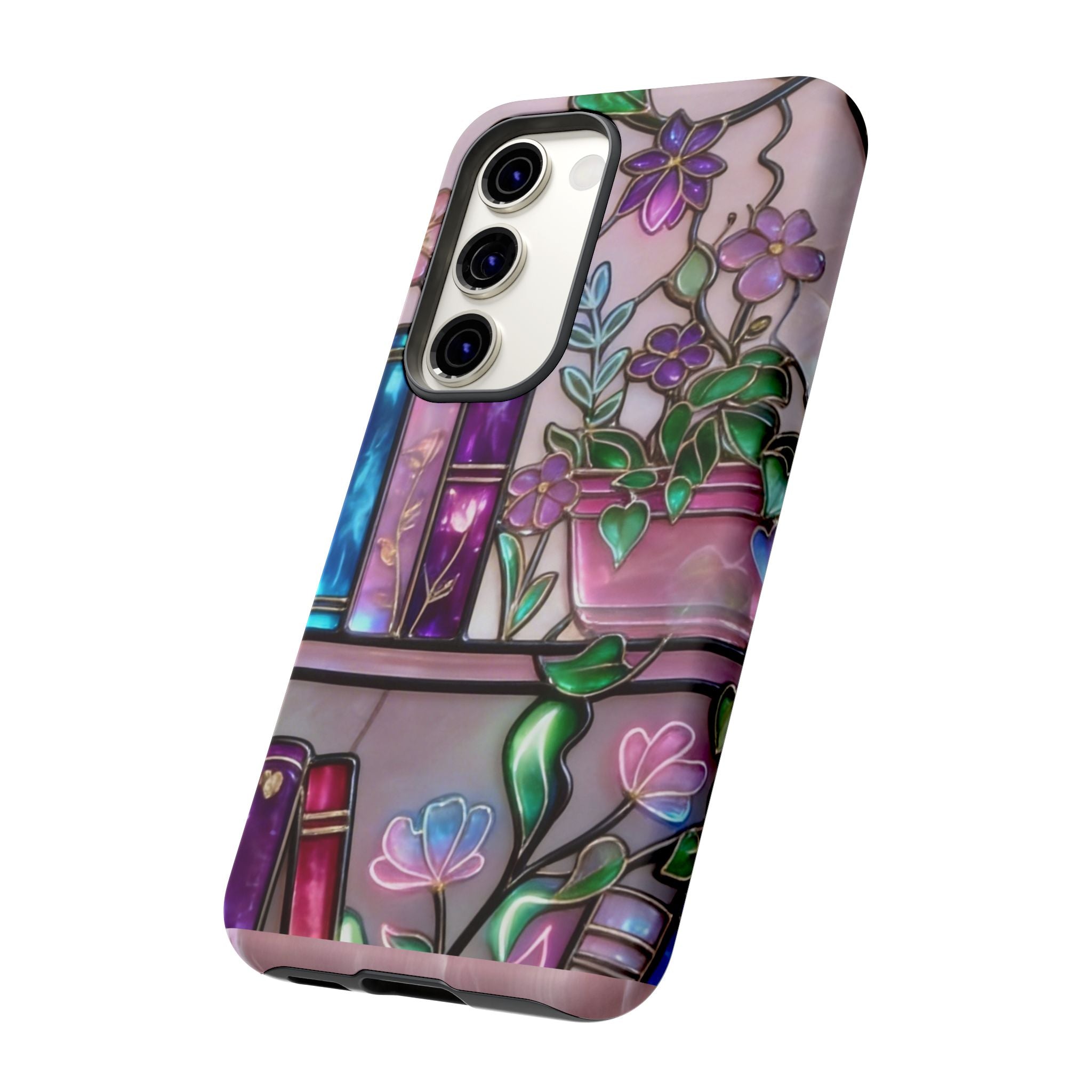 Floral Bookshelf Phone Case — Pastel Botanicals & Magical Book Art Printify