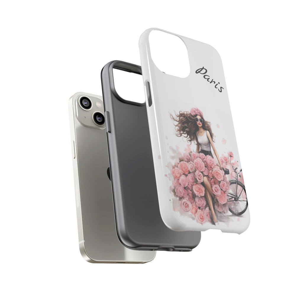 Paris Rose Bicycle woman phone case | Floral iPhone case Printify