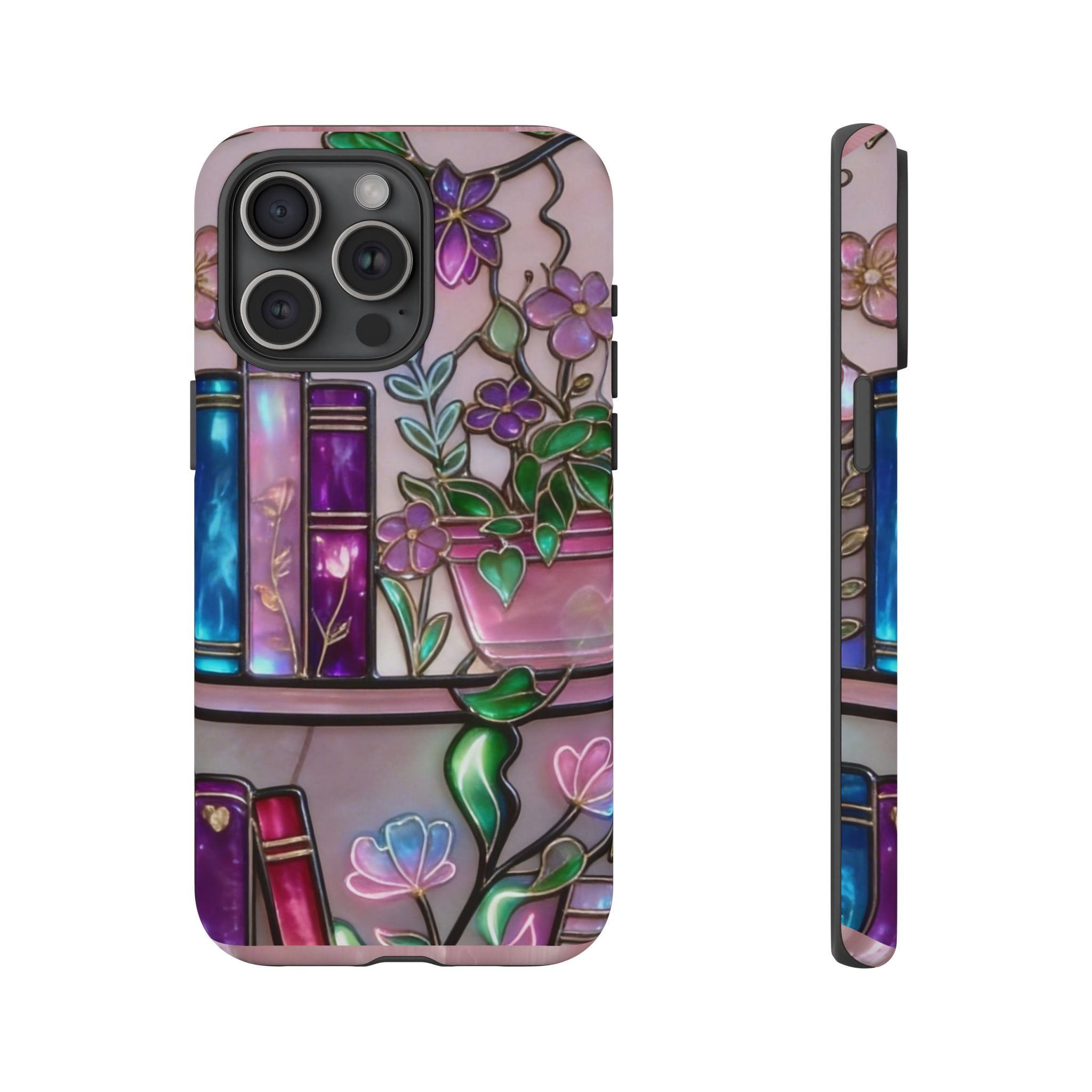 Floral Bookshelf Phone Case — Pastel Botanicals & Magical Book Art Printify