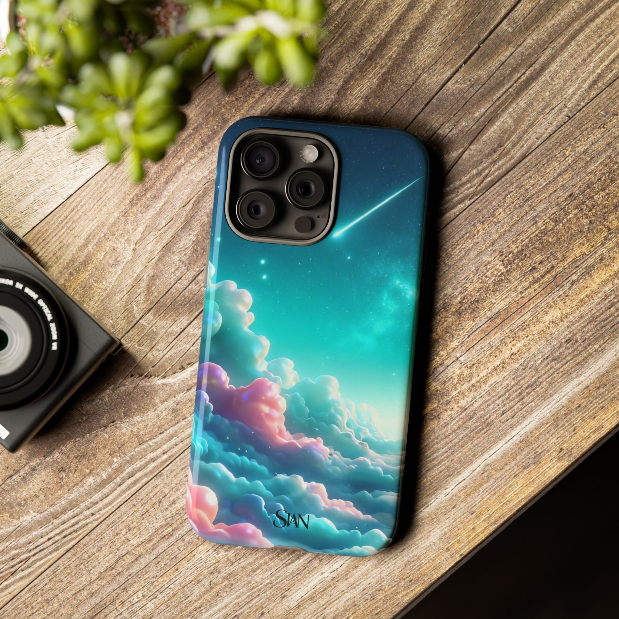 Dreamy Pastel Clouds with Shooting Star phone case Printify