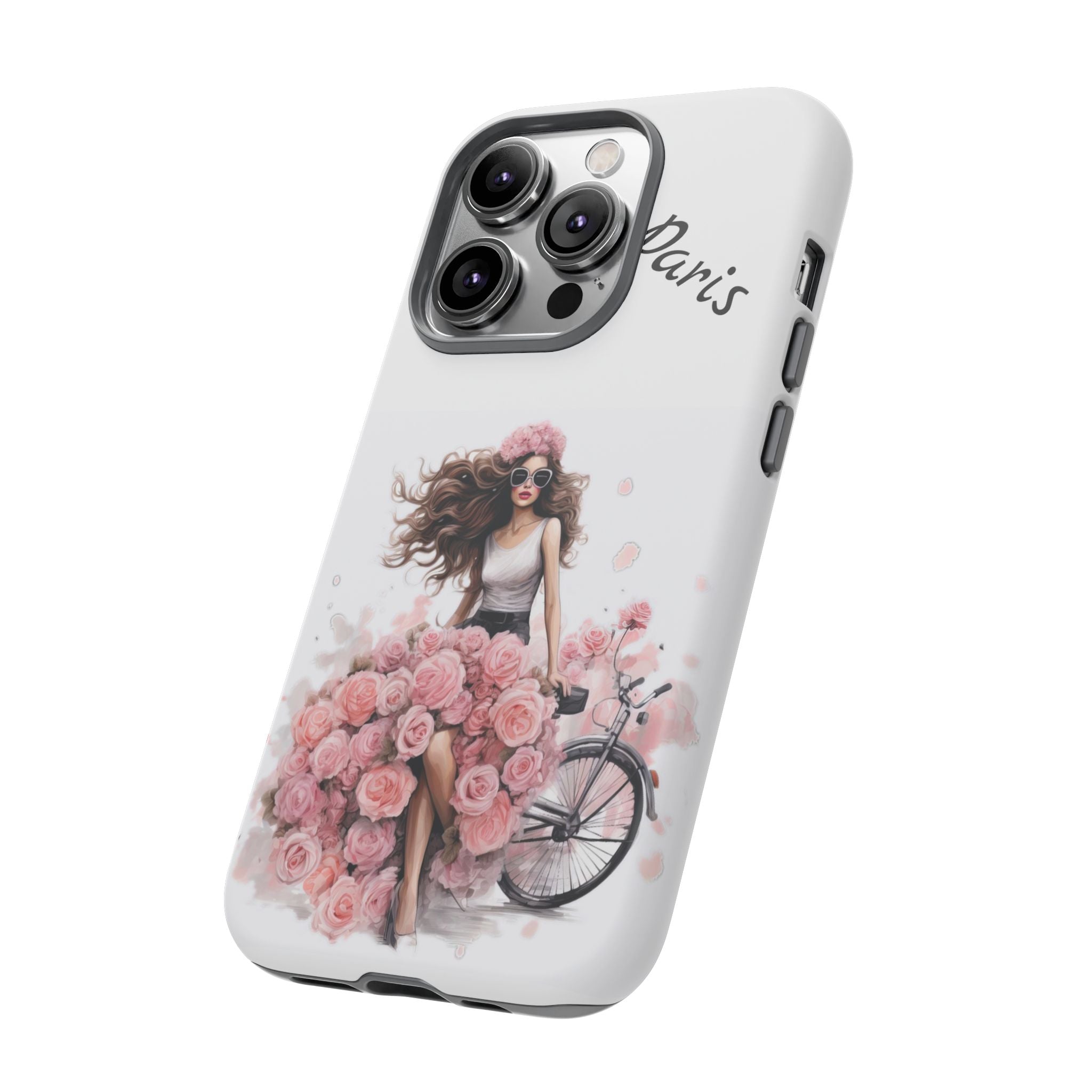 Paris Rose Bicycle woman phone case | Floral iPhone case Printify