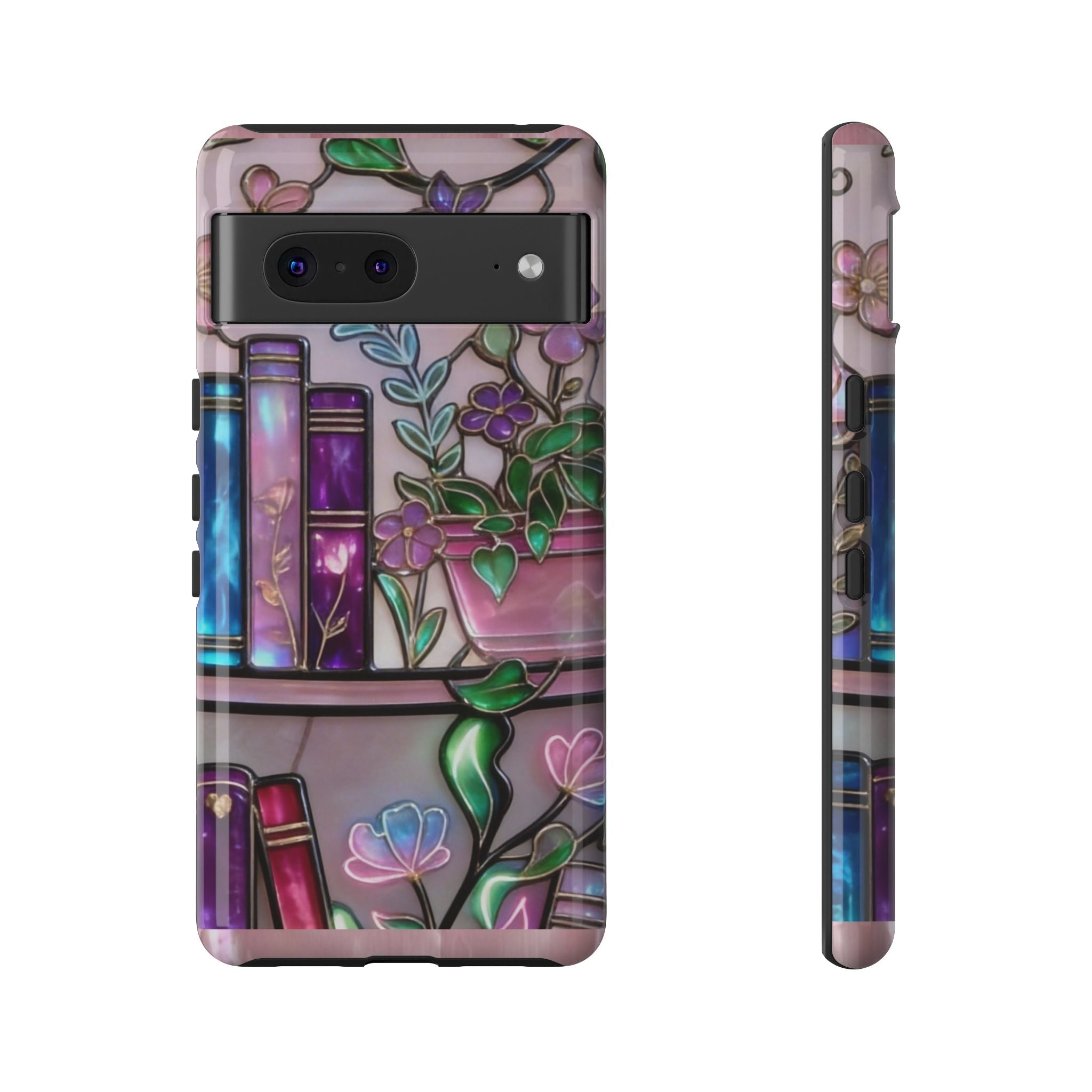 Floral Bookshelf Phone Case — Pastel Botanicals & Magical Book Art Printify