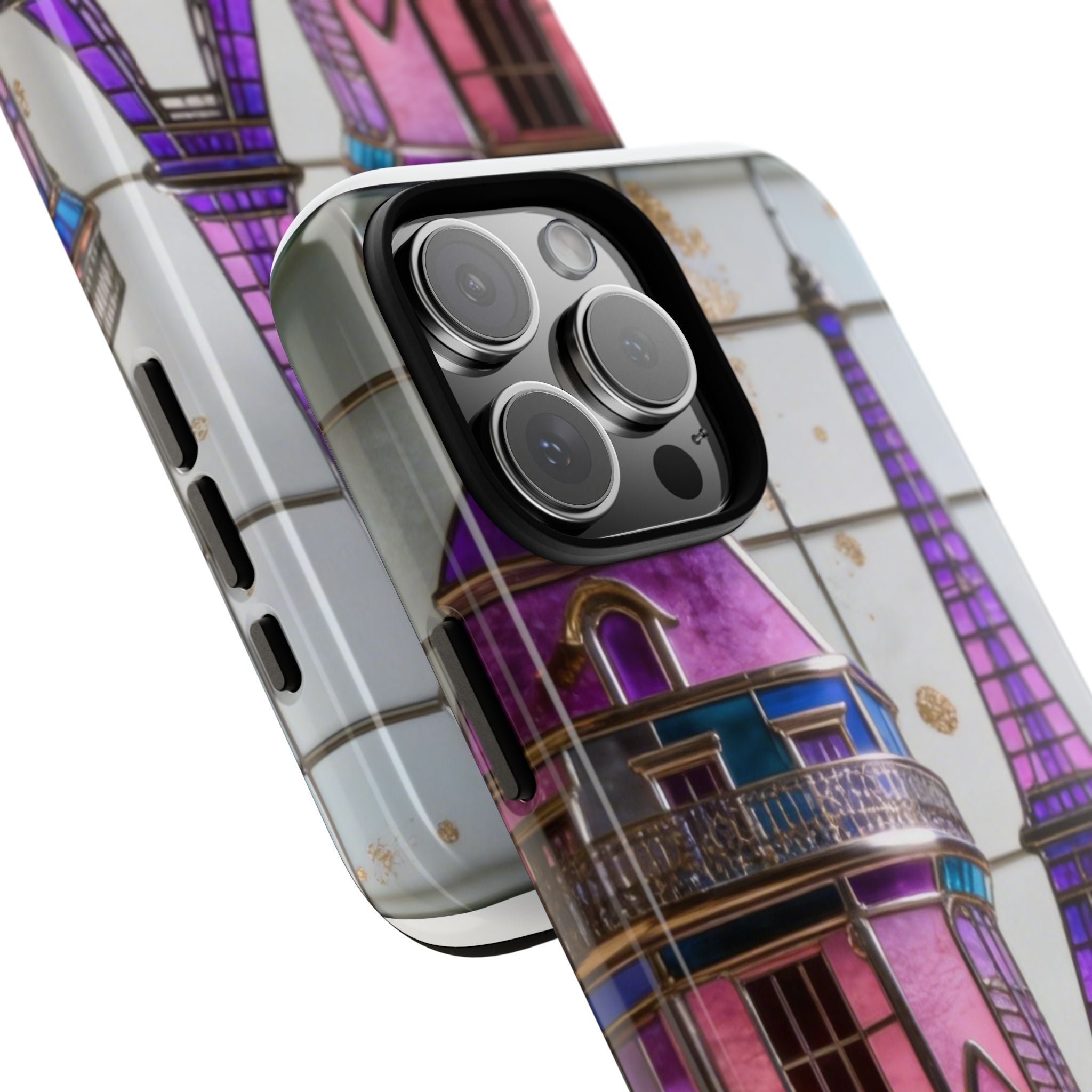 Parisian Eiffel Tower Tough Phone Case — Purple Vintage Cityscape Printify