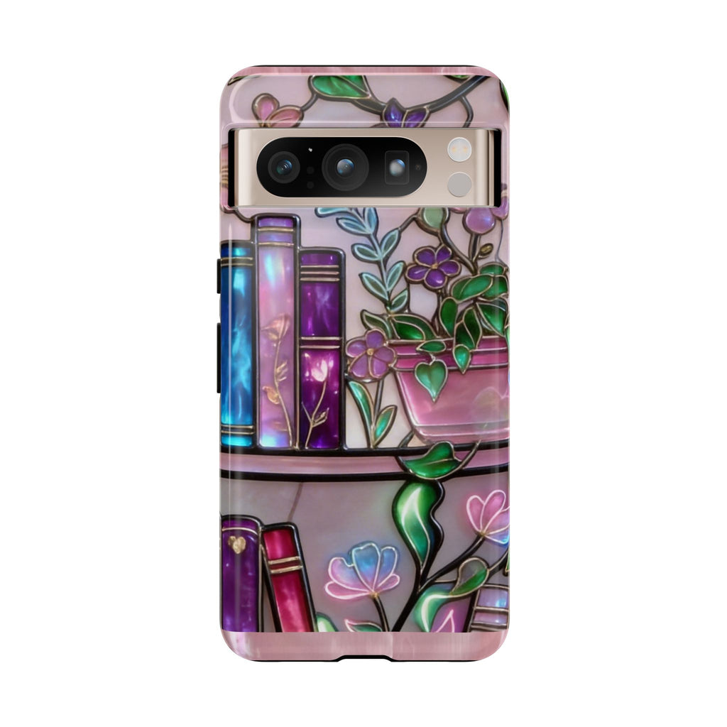 Floral Bookshelf Phone Case — Pastel Botanicals & Magical Book Art Printify