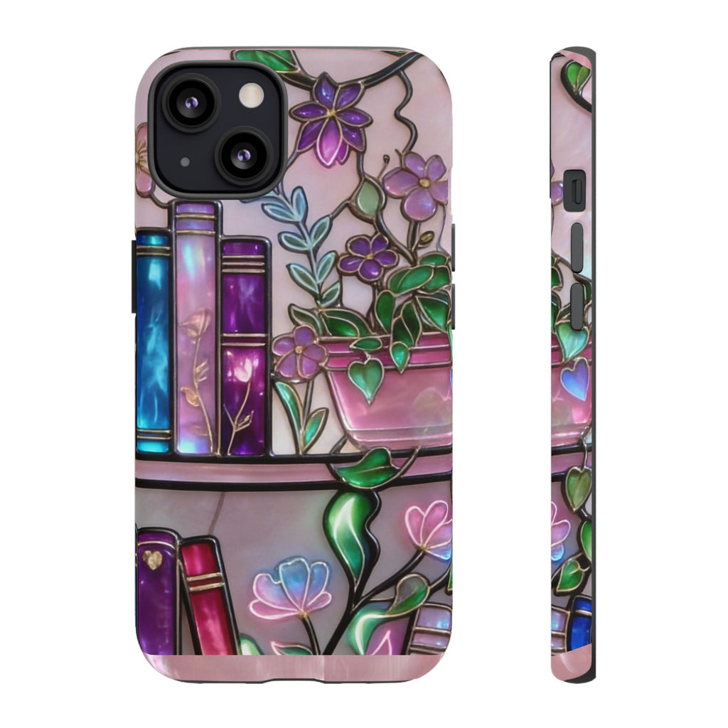 Floral Bookshelf Phone Case — Pastel Botanicals & Magical Book Art Printify