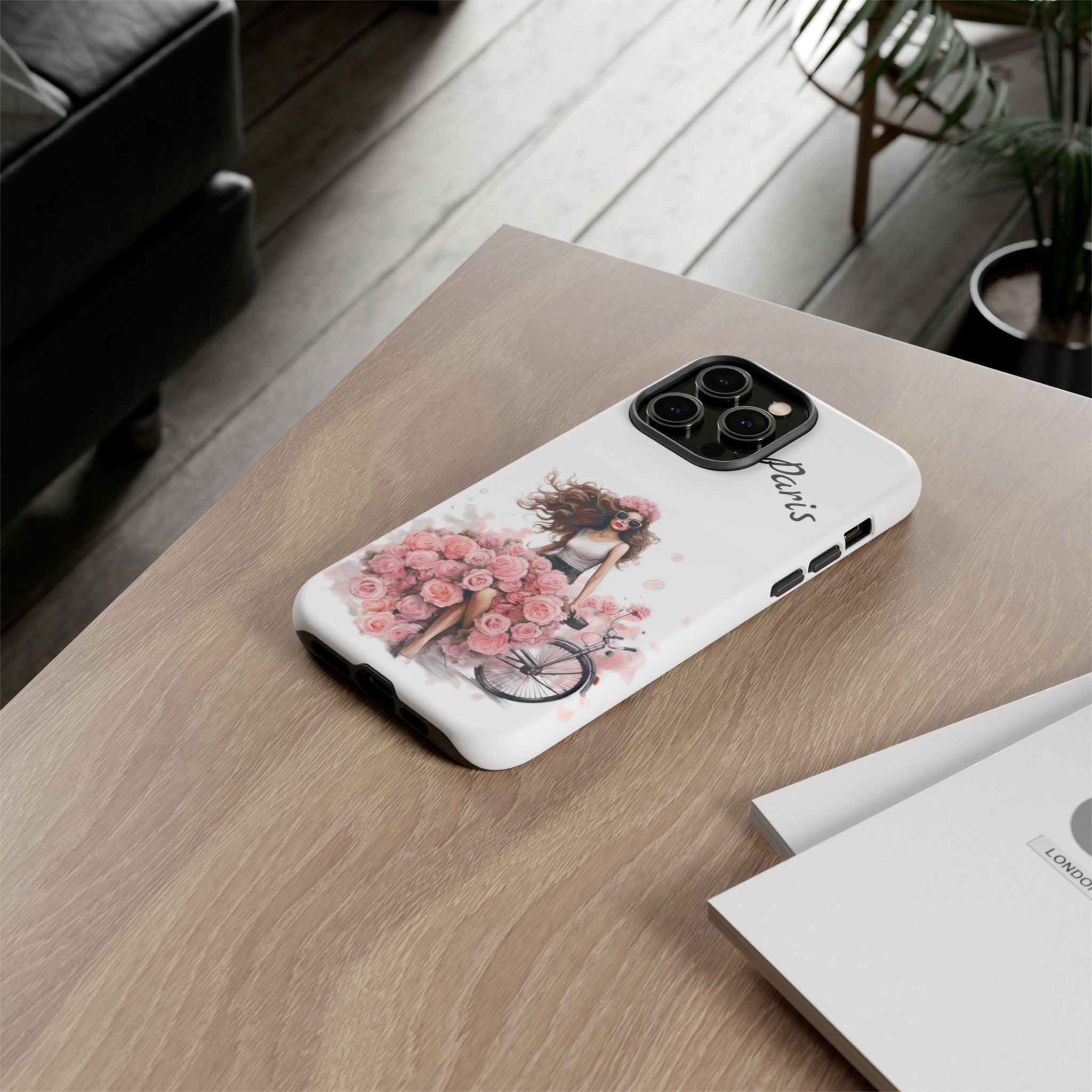 Paris Rose Bicycle woman phone case | Floral iPhone case Printify