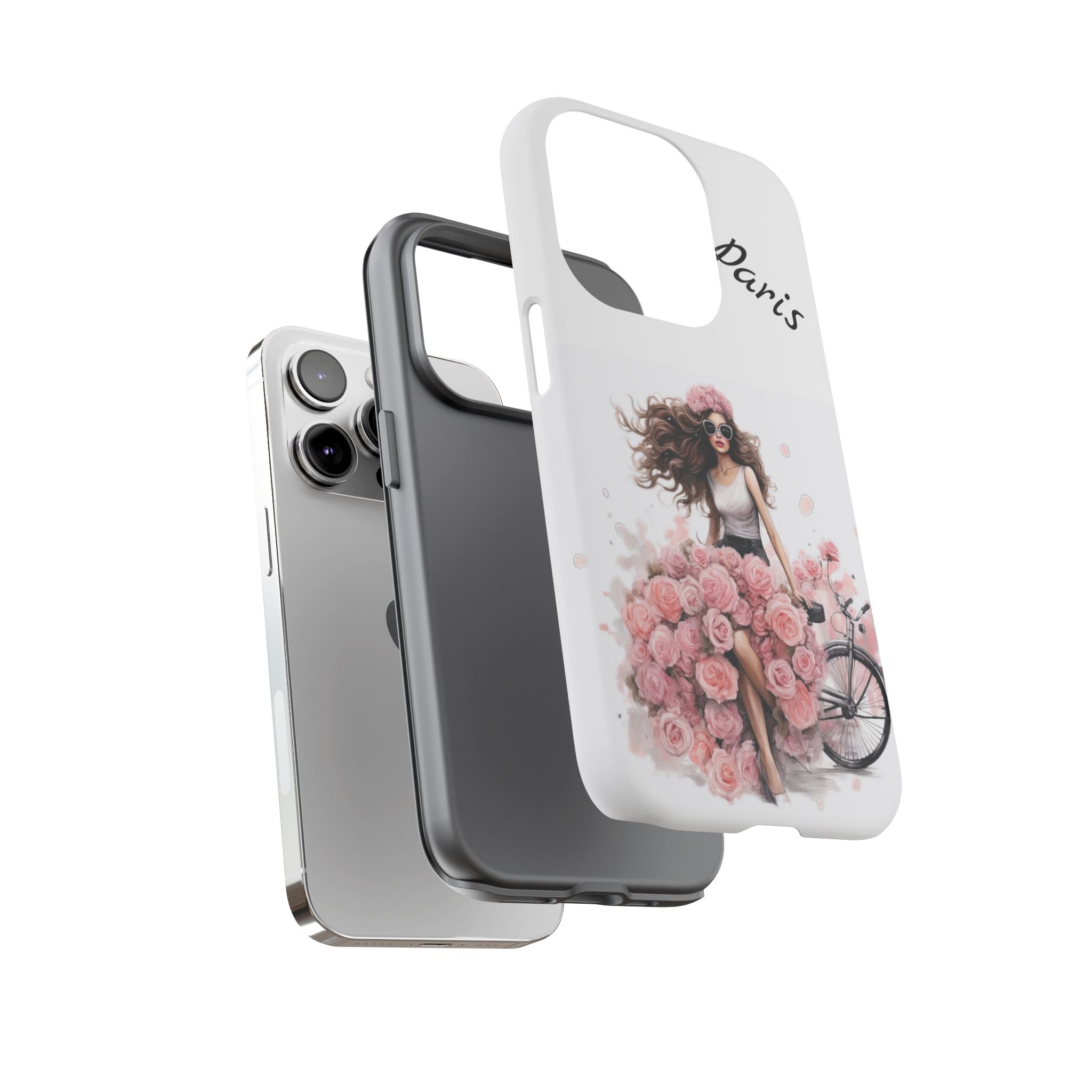 Paris Rose Bicycle woman phone case | Floral iPhone case Printify