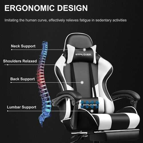 Gaming Chair, Computer Chair with Footrest and Lumbar Support, Height