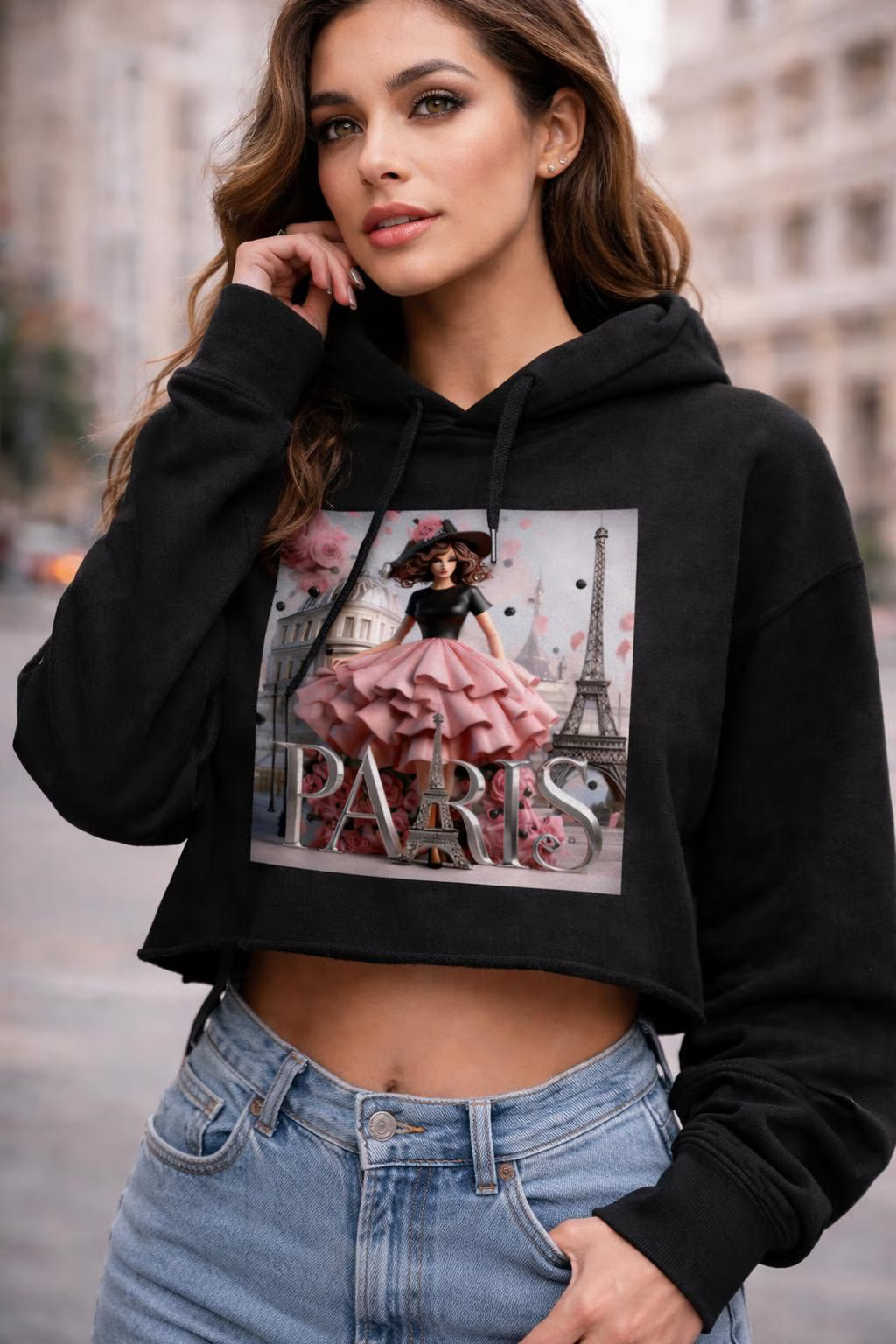 Paris Cropped Hoodie 