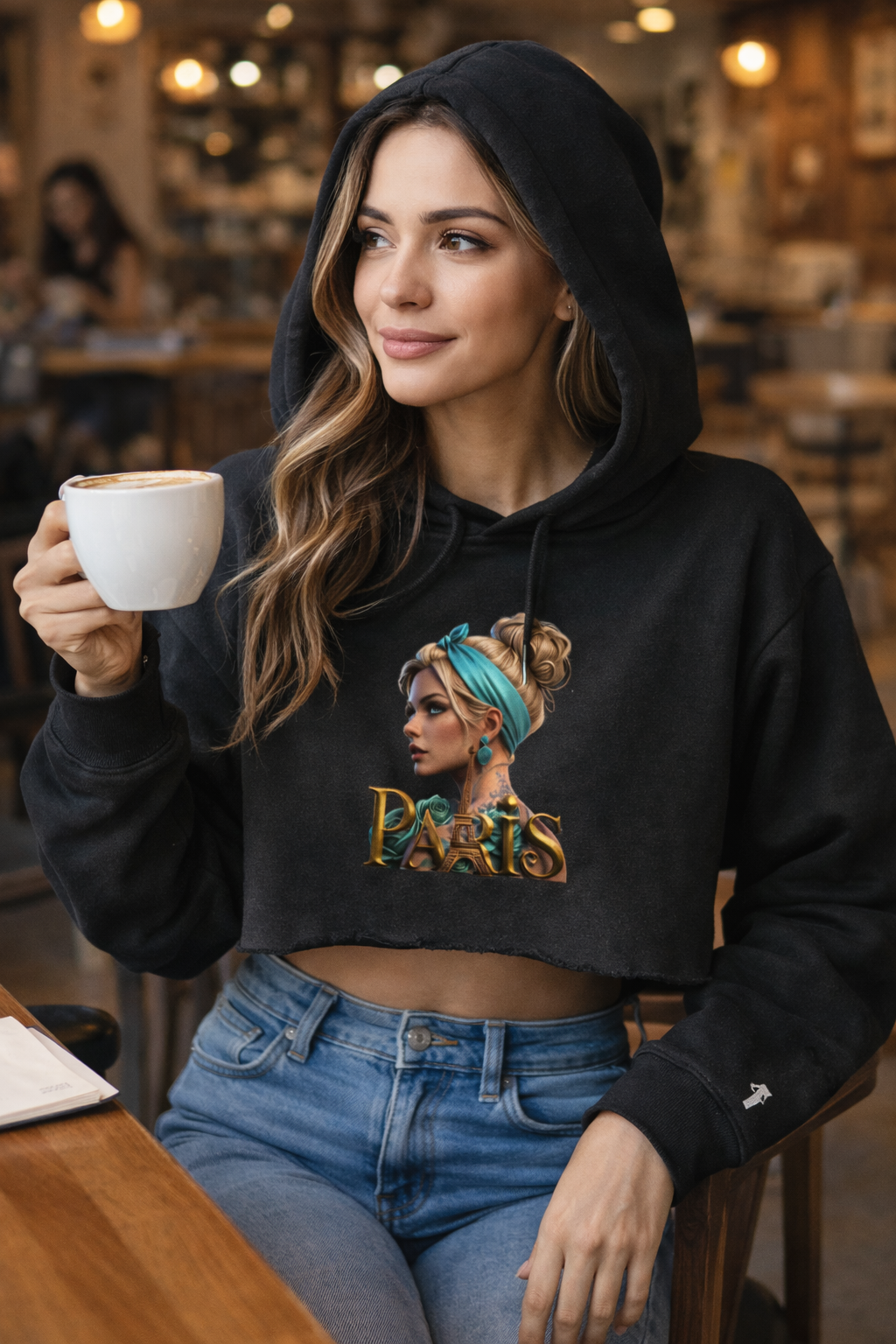 Paris Graphic Cropped Hoodie – 