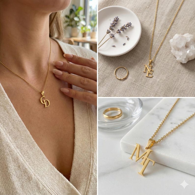 Custom interwoven double letter necklace