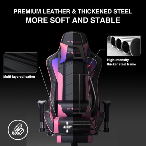 Gaming Chair with Footrest Speakers Video Game Chair Bluetooth Music