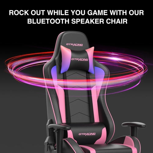 Gaming Chair with Footrest Speakers Video Game Chair Bluetooth Music