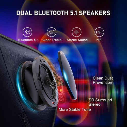 Gaming Chair with Footrest Speakers Video Game Chair Bluetooth Music